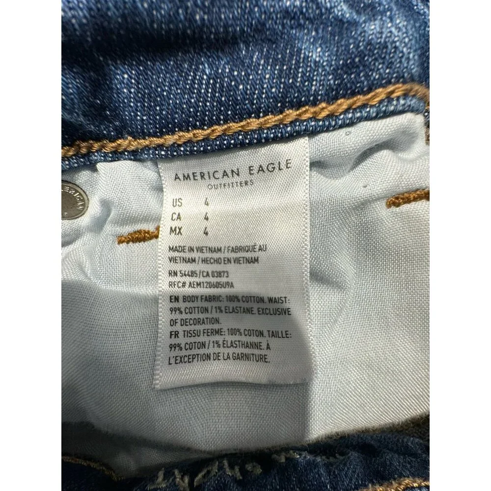 American Eagle Mom Short Size 4 Ripped Comfort Stretch Waistband Med Wash - Picture 7 of 9
